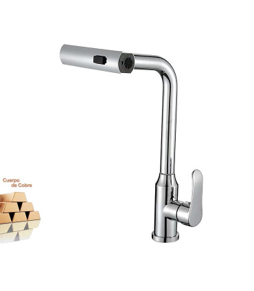 Grifo Cocina Cascada LH-188 | Cuerpo Cobre Macizo | Extraíble Modos Cascada, Espuma y Presión