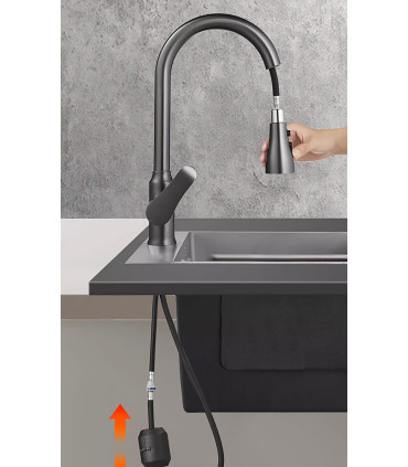 Grifo Cocina Water No Limits LH-118 | Latón Antibacteriano | Cabezal Extraíble 3 Modos de Agua