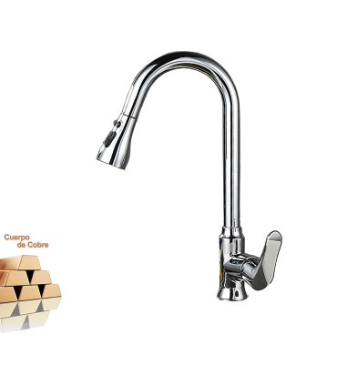 Kitchen Faucet Water No Limits LH-118 | Antibacterial Brass | 3-Mode Pull-Out Head