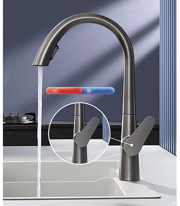 Kitchen Faucet Water No Limits LH-8042 Swan Neck | Solid Copper | Pull-Out 2 Modes