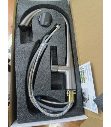 Kitchen Faucet Water No Limits LH-8042 Swan Neck | Solid Copper | Pull-Out 2 Modes