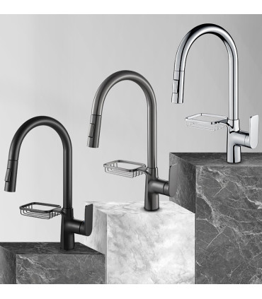 Keukenkraan Water No Limits LH-123 | Rek Rooster | Enkelhandkraan 2 Wegen | Uittrekbare 2 Standen