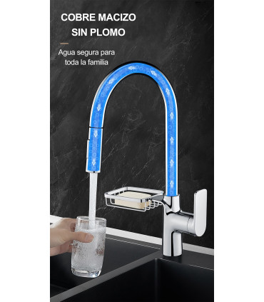 Rubinetto Cucina Water No Limits LH-123 | Griglia Scaffale | Rame Monoleva 2 Vie | Estrabile 2 Modi