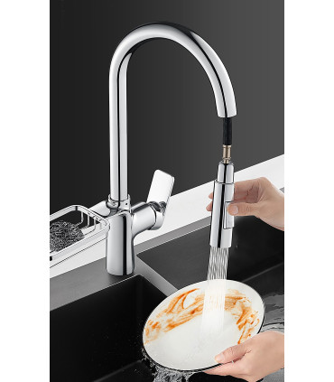 Küchenarmatur Water No Limits LH-123 | Ablagegitter | Kupfer Einhebel 2-Wege | herausziehbar 2 Modi