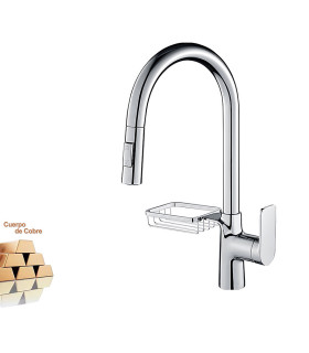 Grifo Cocina con Cesta LH-123 | Integra Estante Rejilla| Mono mando de dos vías | Extraible don dos modos de Agua