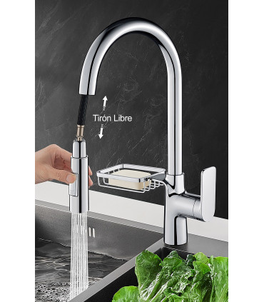 Rubinetto Cucina Water No Limits LH-123 | Griglia Scaffale | Rame Monoleva 2 Vie | Estrabile 2 Modi