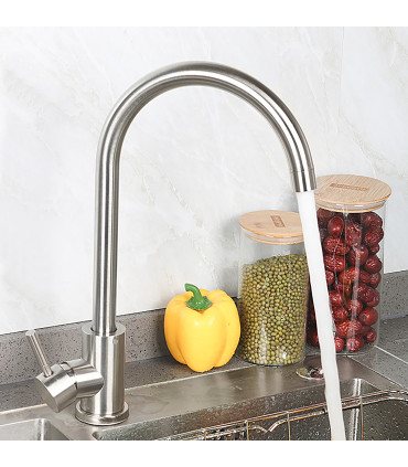 Torneira de Cozinha e Lavatório Water No Limits LH-119 | Monomando de Duas Vias em Aço Inoxidável 304 | Rotação 360º