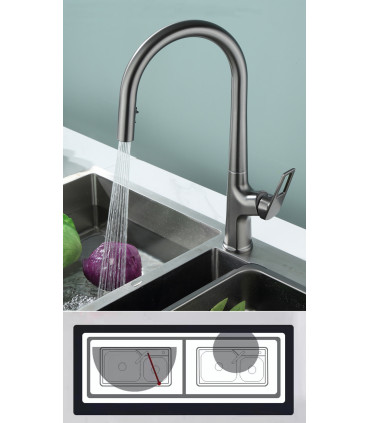 Grifo de Cocina Water No Limits Sailuo LH-2255 – Grifo Monomando de Dos Vías con Cabezal Extraíble y Giro 360º